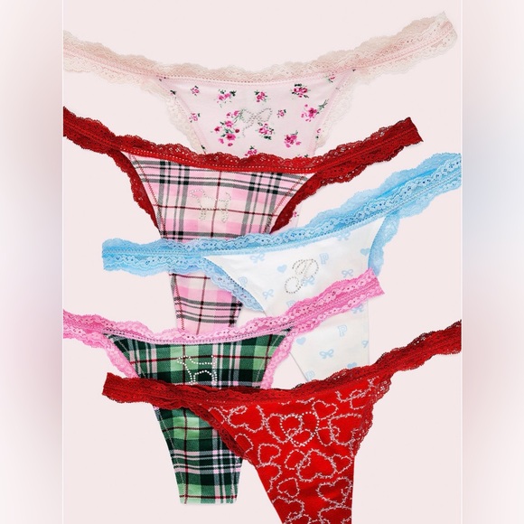 PINKxLoveShackFancy Cotton Rhinestone Thongs NWT Size Medium - Picture 2 of 5